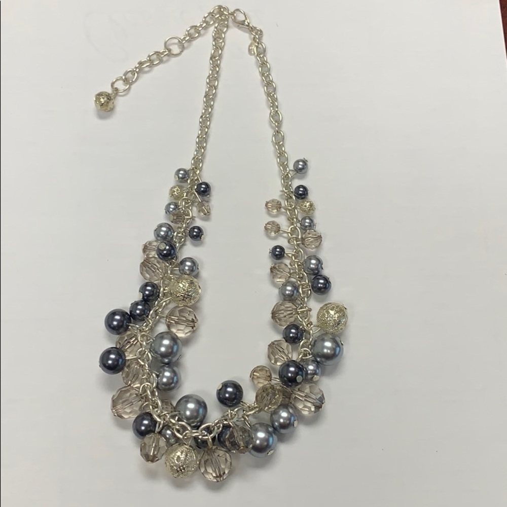 Bead, pearl, charm necklace, multicolored